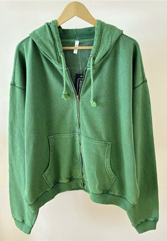 Unisex Acid Washed Hoodie Parrot Green